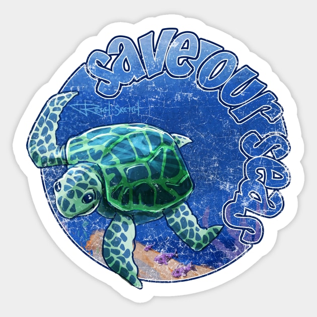 Sea Turtle: Save Our Seas Sticker by Dustin Resch